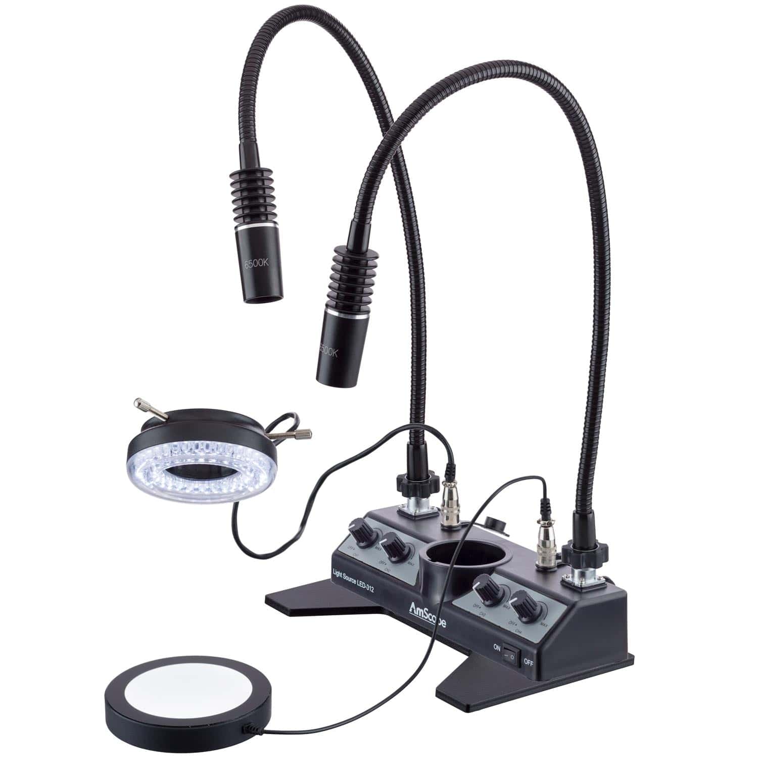 AmScope LED Illuminator Set with Stage-plate, Ring Light