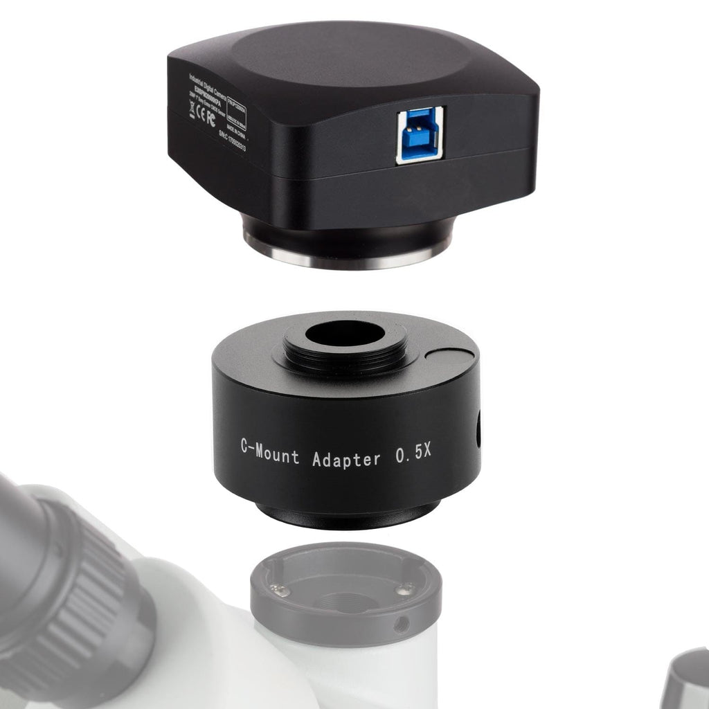 AmScope 0.5X Magnification C-mount Camera Adapter for Microscopes with