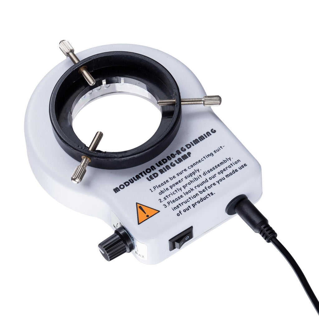 AmScope 80 LED Compact Ring Light with Built-in Dimmer for Stereo Micr