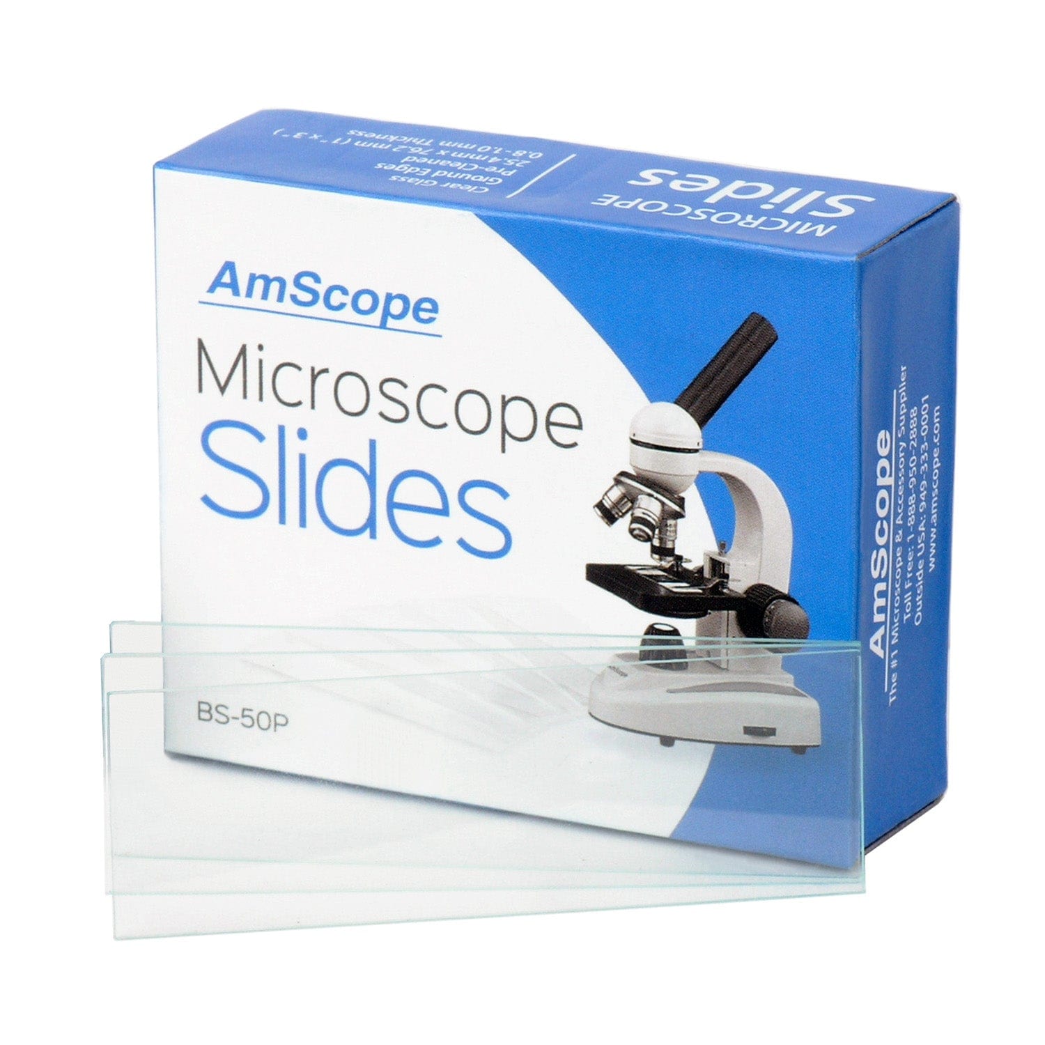 AmScope BS-50P Rectangular Blank Slides 50 Count
