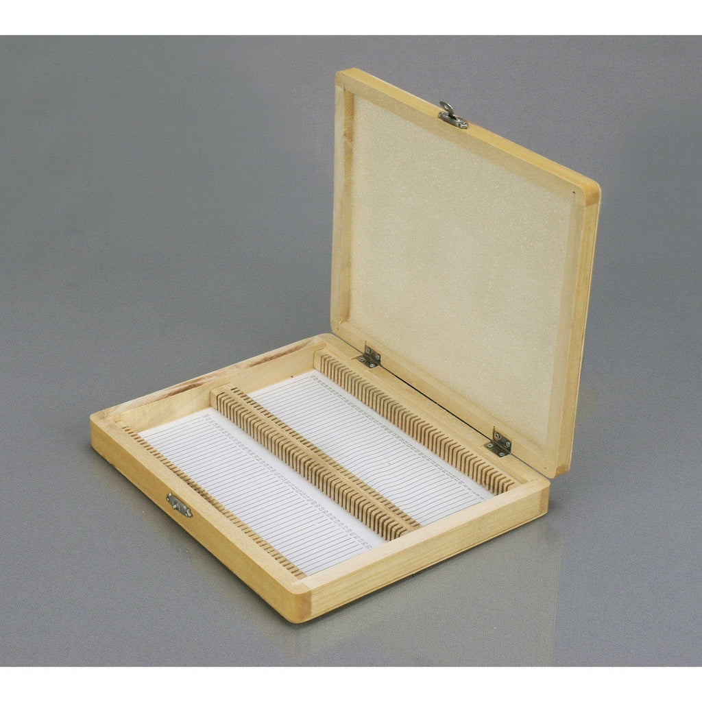AmScope Microscope Slide Wooden Box (100 Slide Capacity)