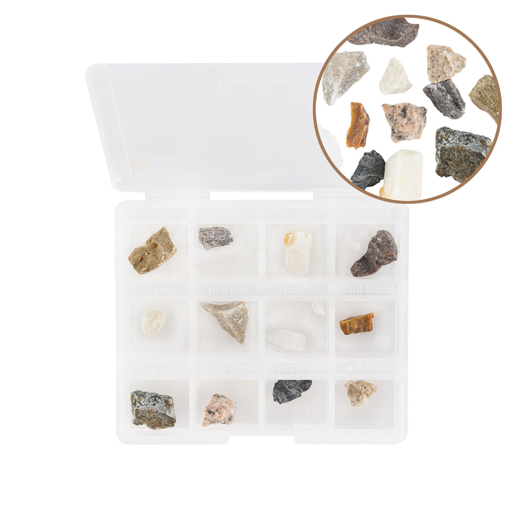 AmScope 12 Piece Mini Mineral Rock Specimen Kit for Microscopes