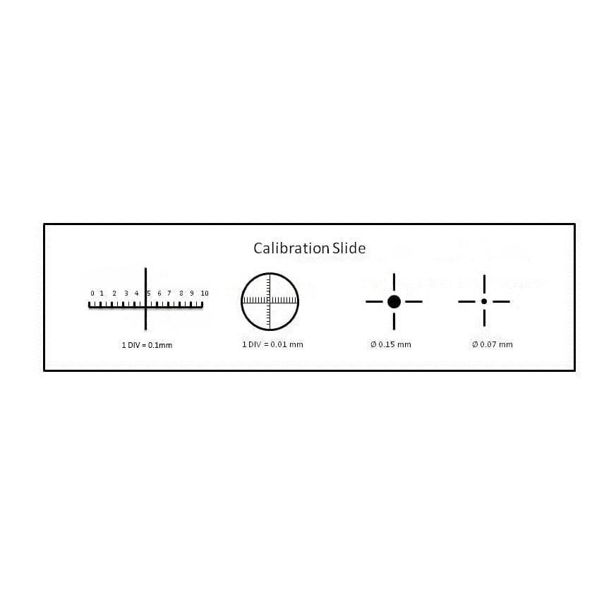 Microscope Stage Micrometer Cross Dot DIV 0,01 Mm - Étalon Calibration Avec 4 Échelles Pour Microscope Stéréo Biologique
