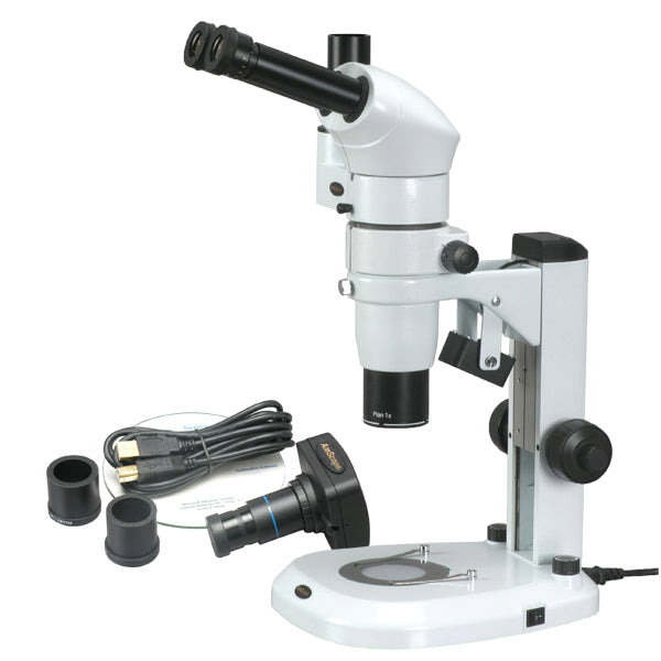 AmScope PM240T-8M Digital Enabled Trinocular Stereo Microscope with 80