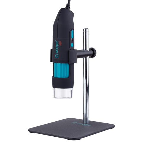 Q-Scope 10X-50X, 200X 1.3MP Handheld USB Digital Microscope with LED Illumination and Simple Stand
