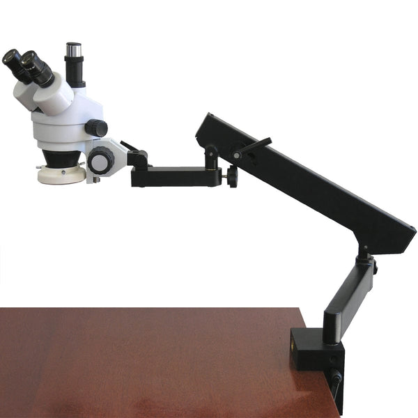 AmScope SM-6T Series Trinocular Articulating Zoom Microscope 7X-45X  Magnification With Ring Light