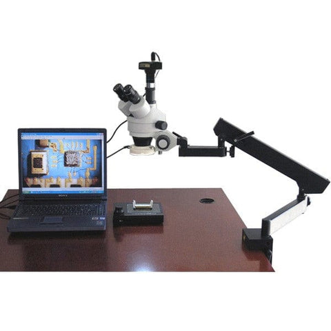 3.5X-90X Articulating Stereo Microscope with 54-LED Light + 1.3MP Digital Camera