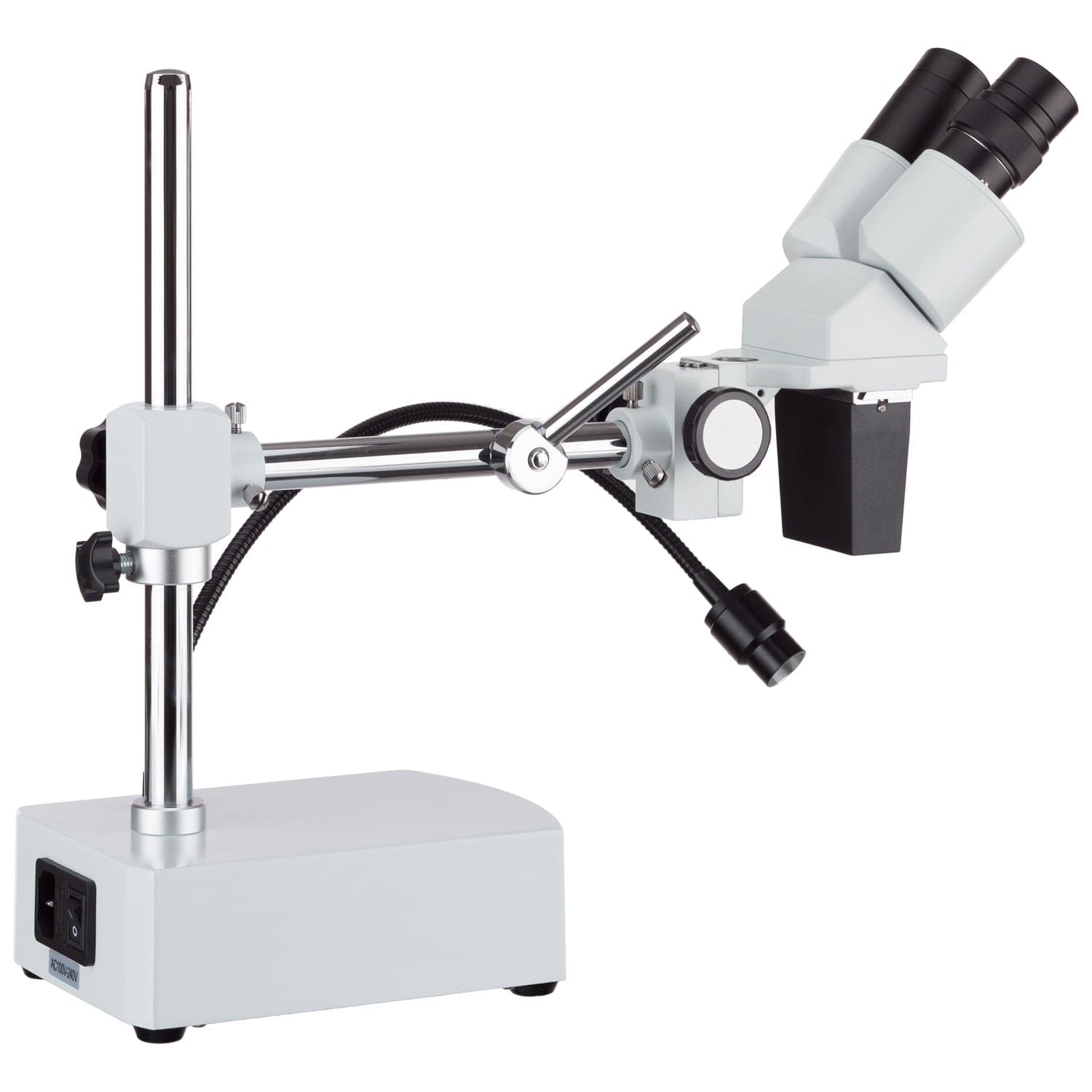 AmScope SE400-Z Binocular Stereo Microscope and LED Light Source on a Single Arm Boom Stand