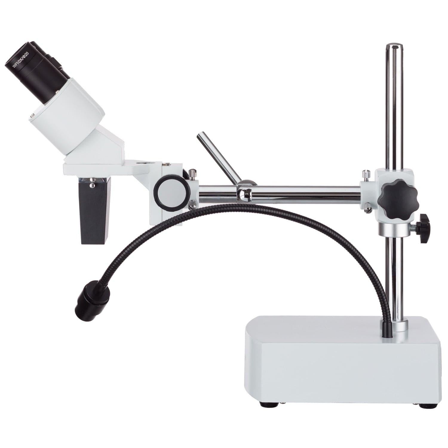 AmScope SE400-Z Binocular Stereo Microscope and LED Light Source on a Single Arm Boom Stand