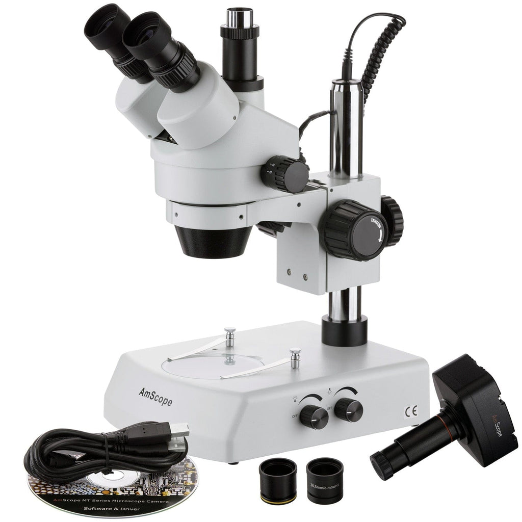 AmScope SM-2TZ-MT Digital Enabled Trinocular Stereo Microscope with 90