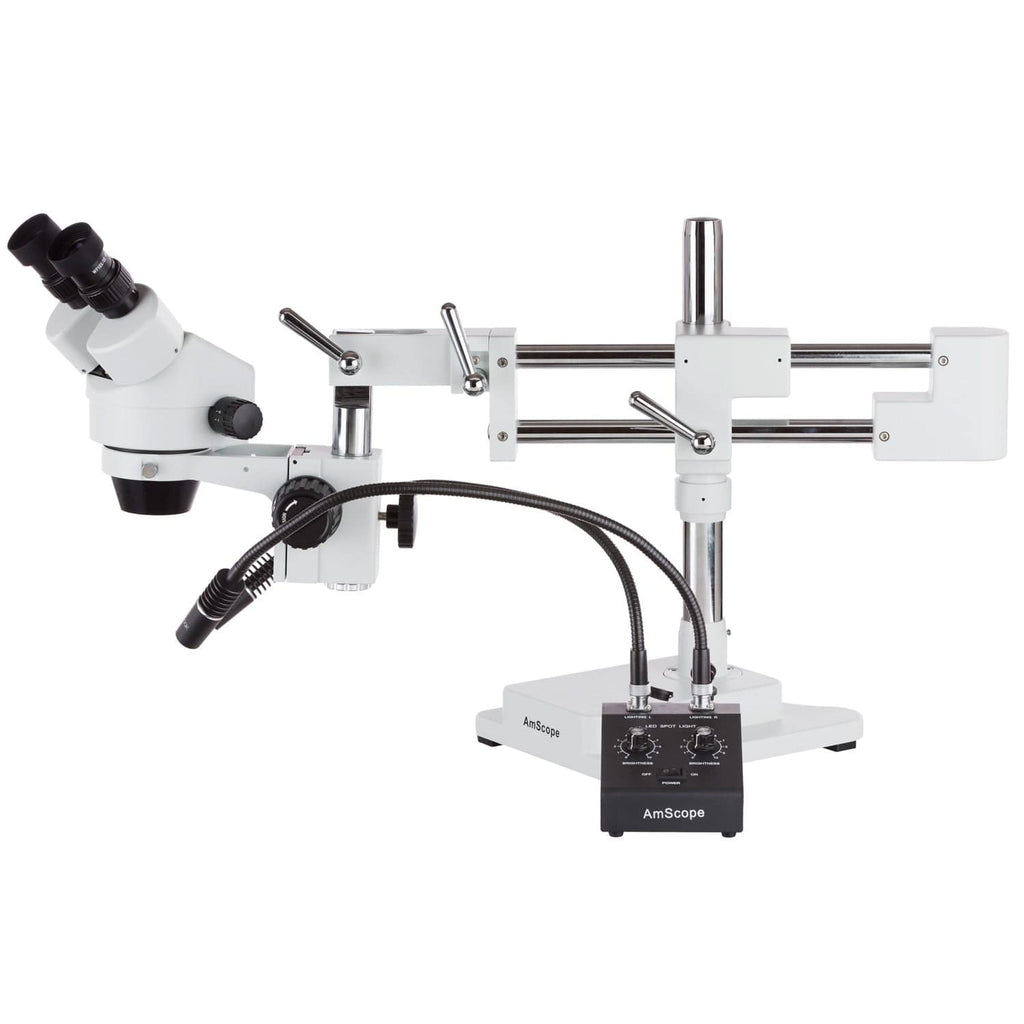 AmScope 6W LED Dual Gooseneck Illuminator with Dual Controls for Micro