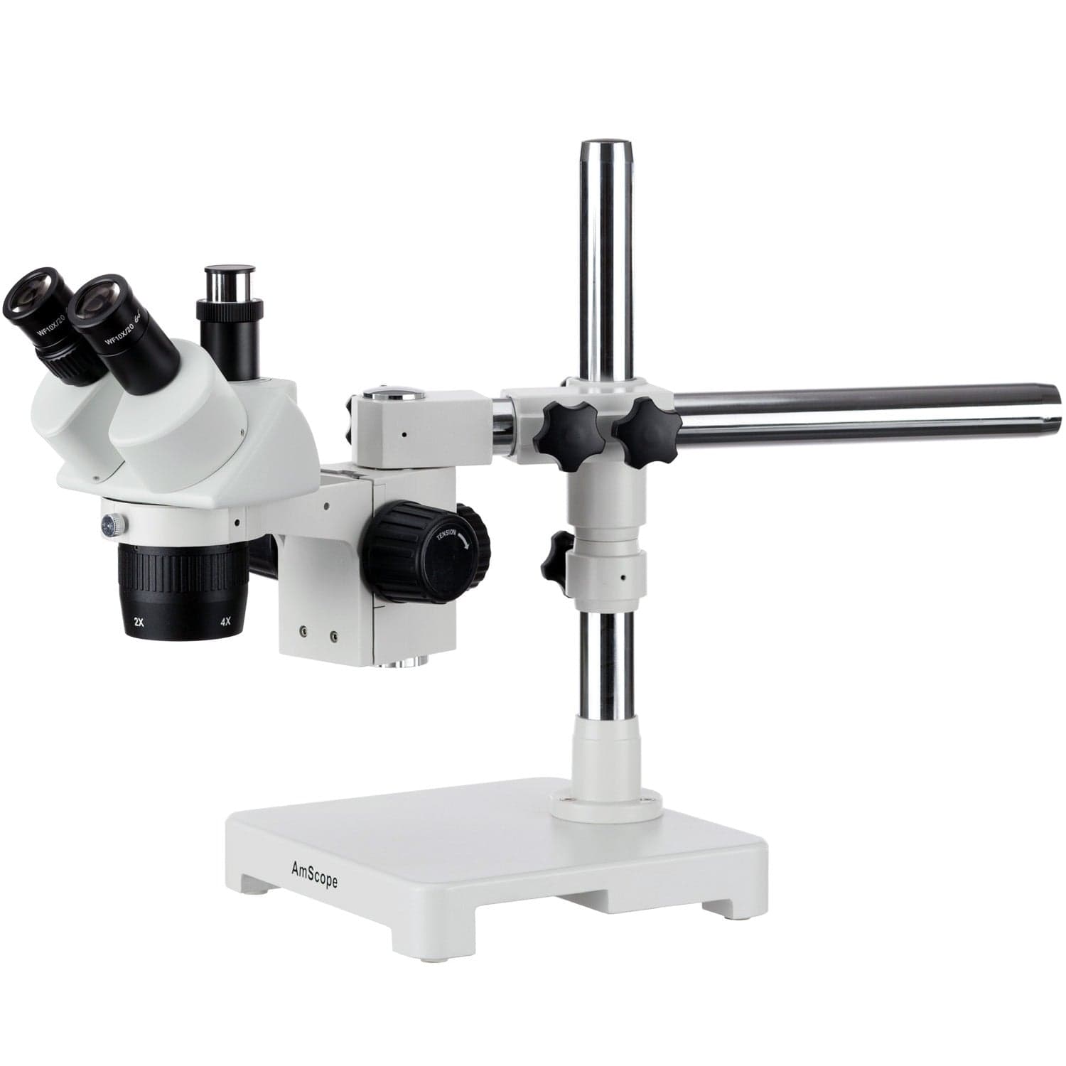 AmScope SW-3T Series Trinocular Stereo Microscope 20X-40X-80X Magnification  on Single Arm Boom Stand
