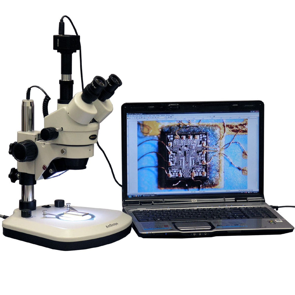 3.5X-180X Stereo Zoom Microscope with Top & Bottom LED Lights + 9MP Ca ...