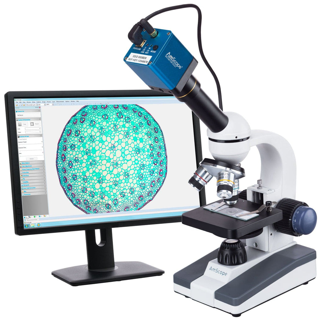 Amscope Mini Microscope AmScope M150 Series Portable Student Monocular Compound Microscope 40X