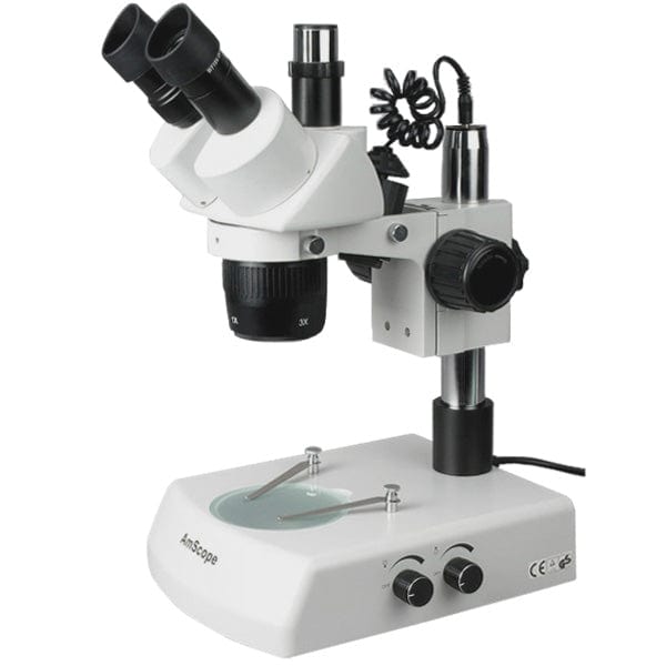 AmScope SM-2T Series Trinocular Stereo Microscope 10X-30X Magnification  With Top & Bottom Halogen Lights