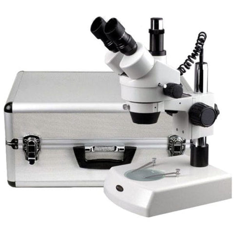 7X-45X Trinocular Stereo Zoom Microscope + Aluminum Carrying & Storing Case