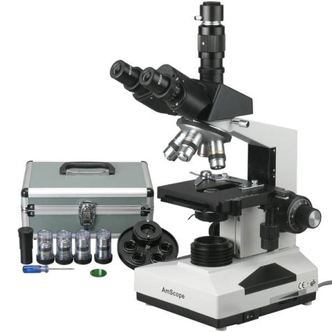 Phase-Contrast 20W Halogen Simul-Focal Trinocular Microscope w/Turret Condenser, 3D Mechanical Stage and Digital Camera