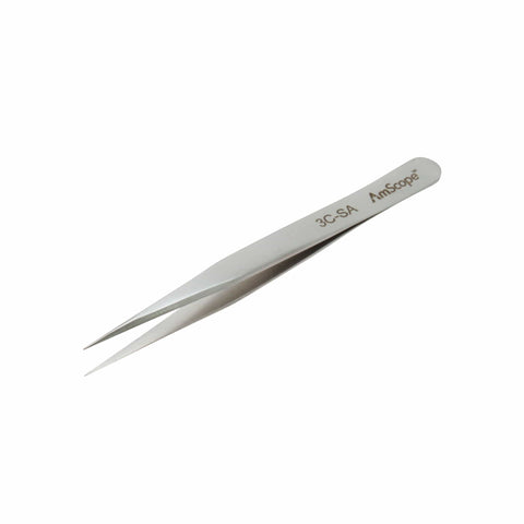 AmScope High Precision 4 1/4 in. Straight Fine Point Tweezers