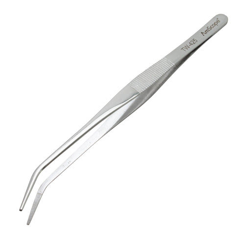 AmScope 6 1/2 in. Curved Serrated Tip Utility Forceps