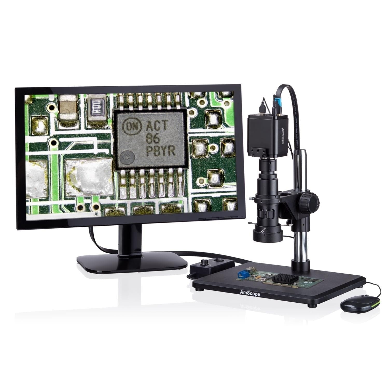 Professional H800 Series Zoom Stereo Microscope with Pillar Stand, 4K HDMI Output & LED Lighting