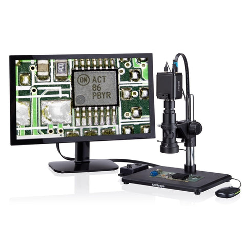 0.7X-5X Zoom Monocular Inspection Microscope with 4K HDMI Camera + 96-LED Ring Light