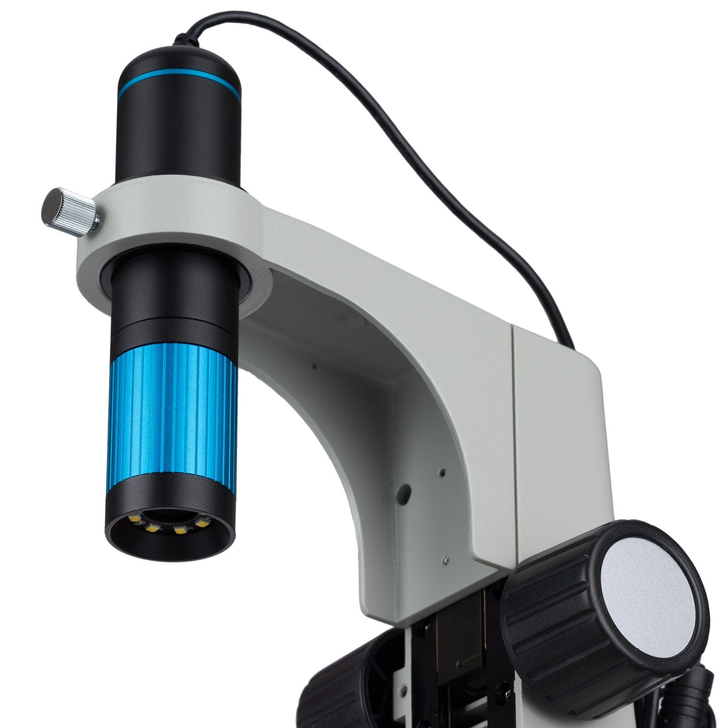 AmScope UTP5100B 5.0MP Continuous Parfocal Zoom USB Handheld Digital Microscope 220X Magnification on Track-stand
